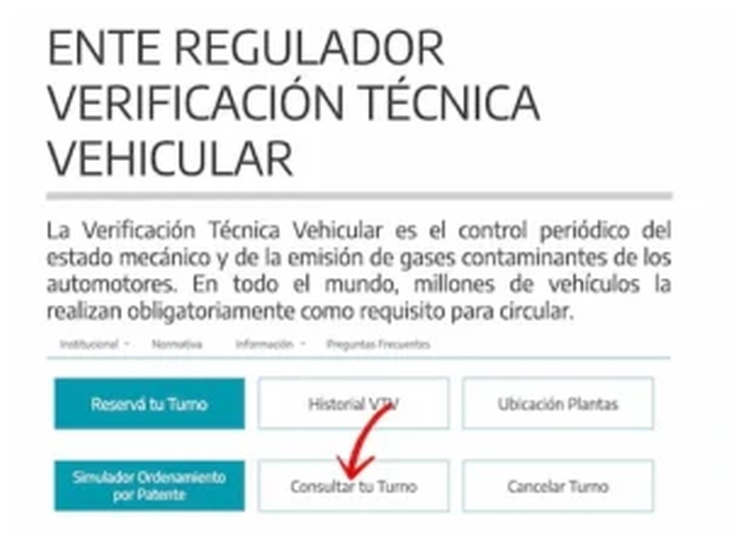 Paso 1 para consultar o cambiar el turno de la VTV en Santa Teresita